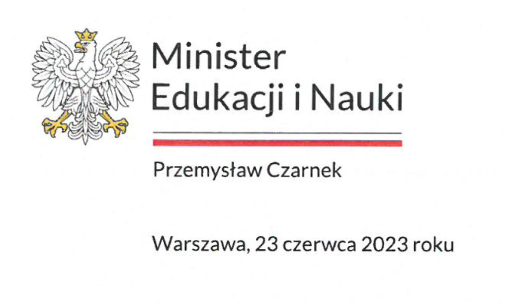 List Pana Przemysława Czarnka, Ministra Edukacji i Nauki