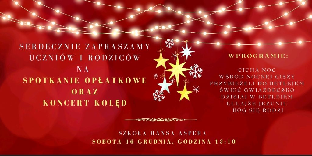 Zaproszenie na spotkanie opłatkowe i koncert kolęd