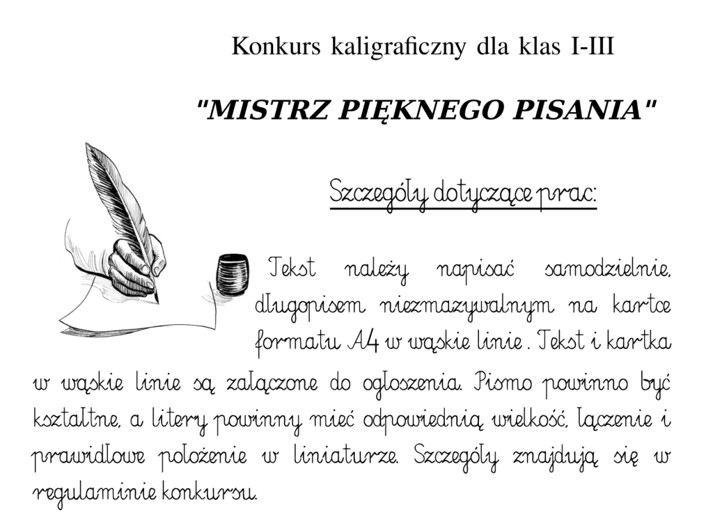 Konkurs kaligraficzny dla klas I-III